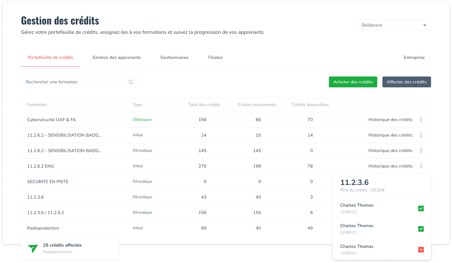 skillboard-entreprise Formations en ligne